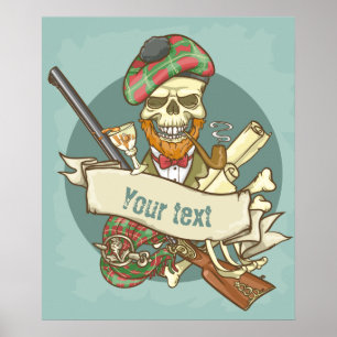 Anpassbares Vintage-Totenkopf-Poster Poster