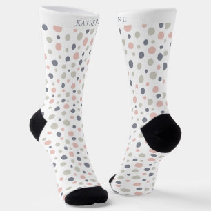 Anpassbares Weiß Pink Grün Pastell Punkte Socken