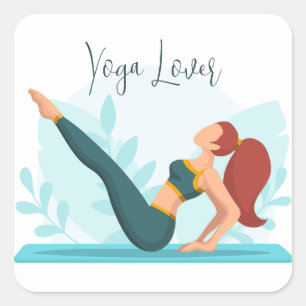 Anpassbares Yoga Lover Design mit Navasana-Pose Quadratischer Aufkleber