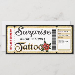 Anpassbares Zertifikat Tattoo-Geschenkticket Einladung