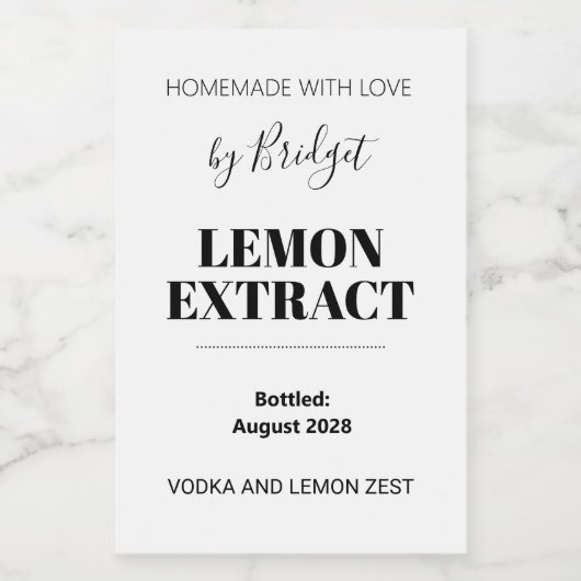 Anpassbares Zitronenextrakt-Etikett Weinetikett (Einzelnes Label)