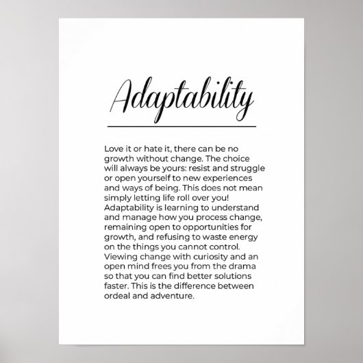 ANPASSBARKEIT Motivierend Wandkunst Poster (Vorne)