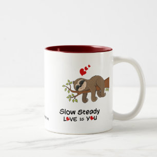 Anpassen Adorable Sloth HAPPY Valentine's Day Zweifarbige Tasse
