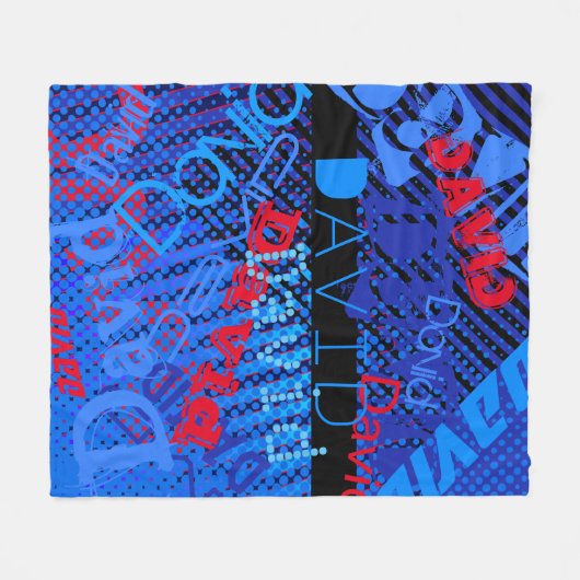 Anpassen beliebiger Name oder Wort | Blau Schwarz/ Fleecedecke (Vorderseite (Horizontal))