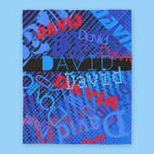 Anpassen beliebiger Name oder Wort | Blau Schwarz/ Fleecedecke