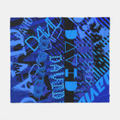 Anpassen beliebiger Name oder Wort | Blau und Schw Fleecedecke (Vorderseite (Horizontal))
