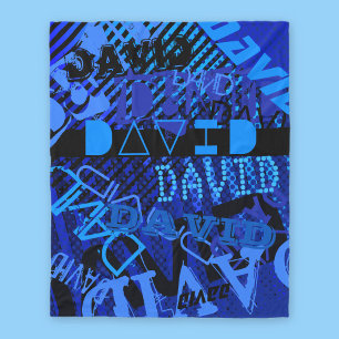 Anpassen beliebiger Name oder Wort Blau und Schw Fleecedecke