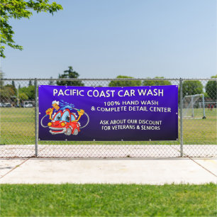 Anpassen Blaue Wagenwäsche Komische Toon Geschäft Banner