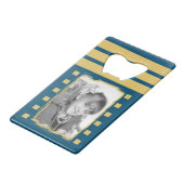 Anpassen der 1-Foto-Liebe, die Sie goldblau prägen Geldbeutel Flaschenöffner (Rückseite Schrägansicht)