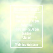 Anpassen der allgemeinen Geschäftszeiten Fensteraufkleber (Blatt 3)