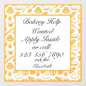 Anpassen der Bäckerei Hilfe Gewollt Bäckerei Koch Fensteraufkleber (Blatt)