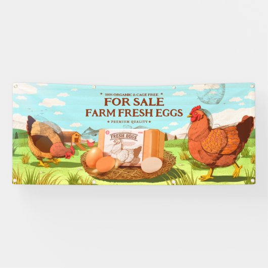 Anpassen der Bio Frische Eier Käfig frei Banner (Horizontal)
