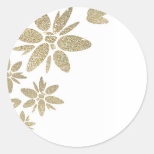 Anpassen der Blume von Produktgold auf weiß Runder Aufkleber