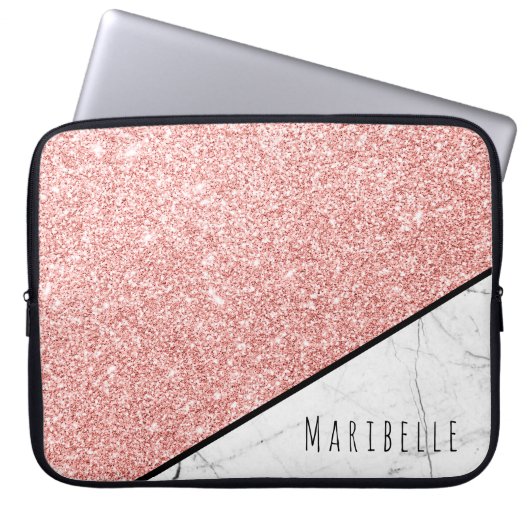 Anpassen der Blushed Rose Gold Imitate Glitzer Mar Laptopschutzhülle (Vorderseite)