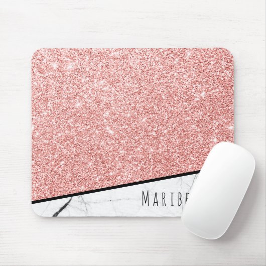 Anpassen der Blushed Rose Gold Imitate Glitzer Mar Mousepad (Mit Mouse)
