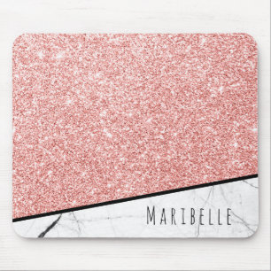 Anpassen der Blushed Rose Gold Imitate Glitzer Mar Mousepad