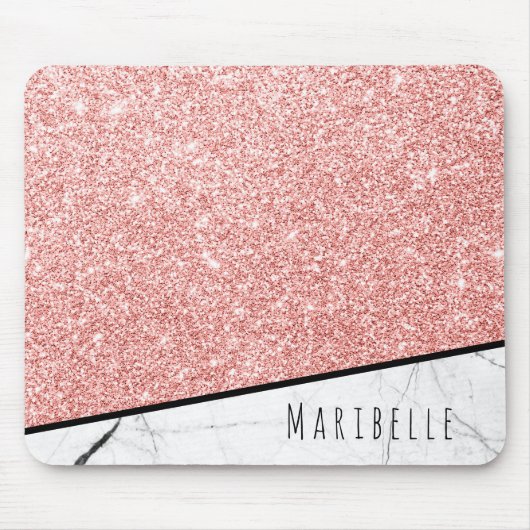 Anpassen der Blushed Rose Gold Imitate Glitzer Mar Mousepad (Vorne)