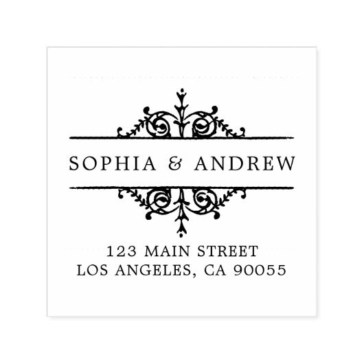 Anpassen der eleganten Vintage Wedding-Rücksendead Permastempel (Design)