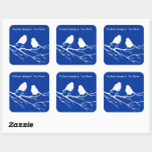 Anpassen der Farbe Zwei Vögel in Baumnatur Quadratischer Aufkleber (Blatt)