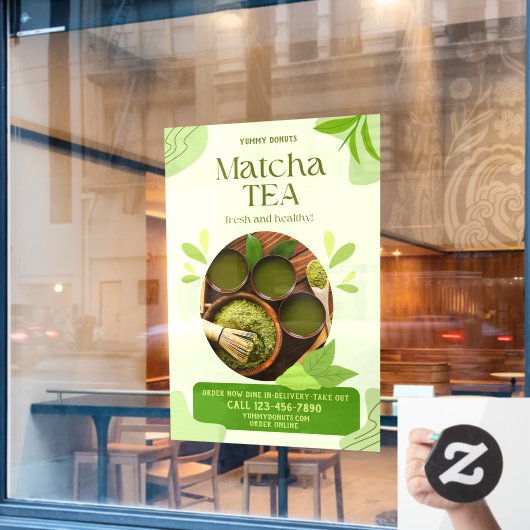 Anpassen der grünen Bio Matcha Tea Drink Werbung Fensteraufkleber (Café-Fenster)