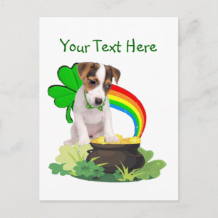 Anpassen der It Jack Russell Puppy St Pattys Day C Postkarte