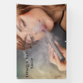 Anpassen der jungen Frau mit einem schwindelerrege Banner (Vertikal)