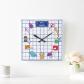 Anpassen der Label-Quilt-Zeit Quadratische Wanduhr (Zuhause)