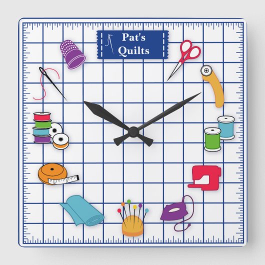 Anpassen der Label-Quilt-Zeit Quadratische Wanduhr (Vorderseite)