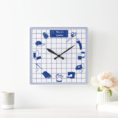 Anpassen der Label-Quilt-Zeit Quadratische Wanduhr (Zuhause)