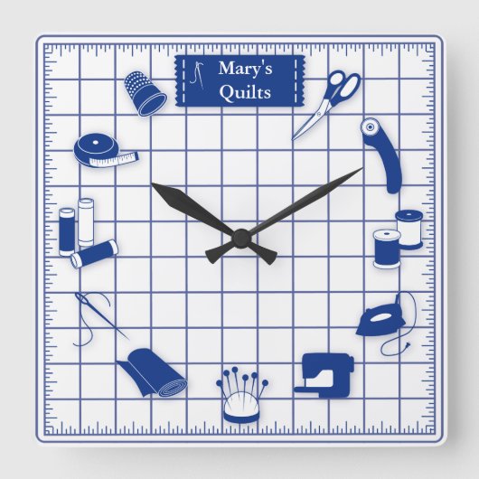 Anpassen der Label-Quilt-Zeit Quadratische Wanduhr (Vorderseite)