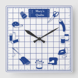 Anpassen der Label-Quilt-Zeit Quadratische Wanduhr