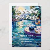 Anpassen der lebendigen Pool-Graduierungsparty Einladung (Vorne/Hinten)