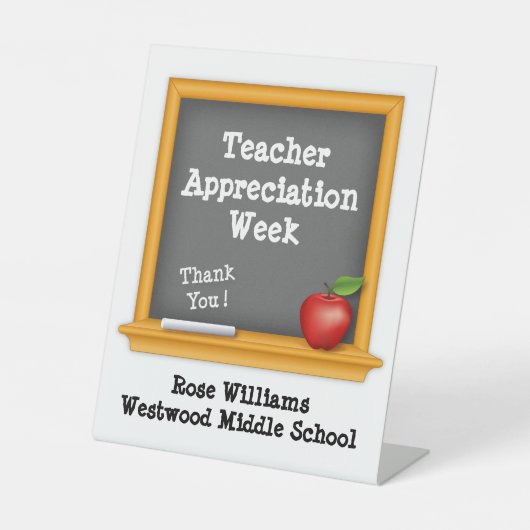 Anpassen der Lehrerbewertungswoche Vielen Dank Sockelschild (Vorderseite)