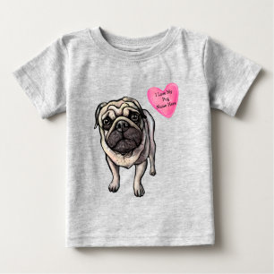 Anpassen der Liebe des Mops-Hundes Baby T-shirt