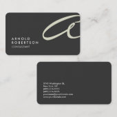 Anpassen der Monogram Schlicht Gray Beige Business Visitenkarte (Vorne/Hinten)