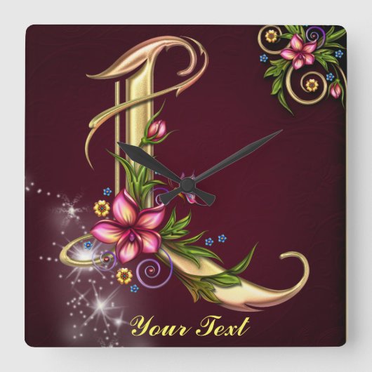 Anpassen der Monogramm-L-Wall-Uhr Quadratische Wanduhr (Vorderseite)