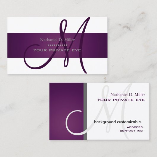 Anpassen der Plum Monogramm/DIY-Hintergrundfarbe Visitenkarte (Vorne/Hinten)