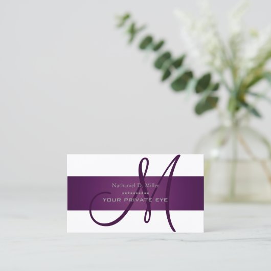 Anpassen der Plum Monogramm/DIY-Hintergrundfarbe Visitenkarte (Stehend Vorderseite)