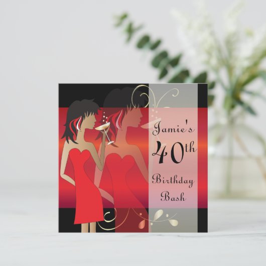 Anpassen der Red Birthday Bash-Party Einladung (Stehend Vorderseite)