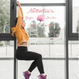 Anpassen der Rosa Lotus-Blume im Yoga Studio Fensteraufkleber