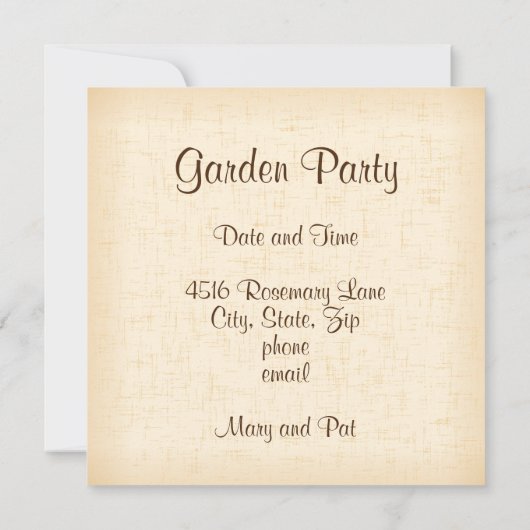 Anpassen der Texteinladung (Rückseite)