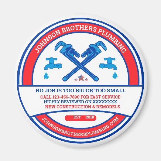 Anpassen der Unternehmenswerbung für Klempnerunter Magnet (Vorne)