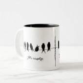 Anpassen der Vogel der Kaffee-Tasse auf einem Drah Zweifarbige Tasse (Vorderseite Links)