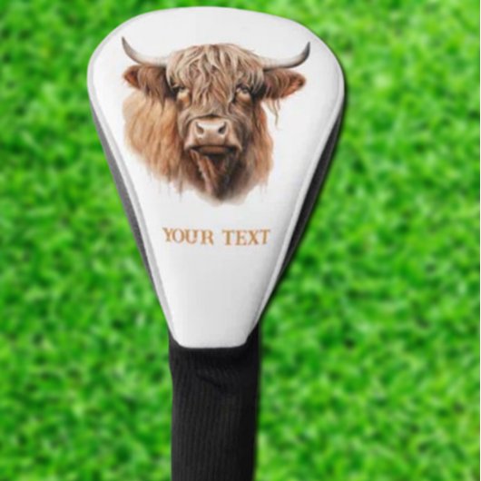 Anpassen der weißen HIGHLANDER COW Golf Head Cover Golf Headcover