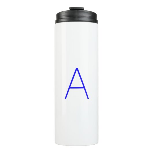 Anpassen des Alphabet-Anfangsbuchstabens blau Thermosbecher (Vorderseite)