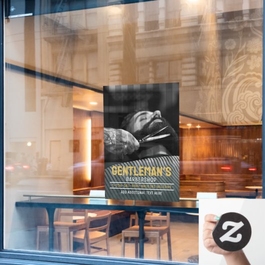 Anpassen des Barbershops Moderner Bart Man Graphic Fensteraufkleber (Café-Fenster)