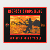 Anpassen des Bigfoot Fishing Tackle Shop-Logos Fensteraufkleber (Blatt)