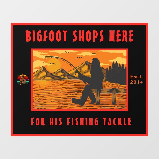 Anpassen des Bigfoot Fishing Tackle Shop-Logos Fensteraufkleber (Blatt)