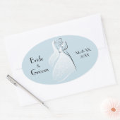 Anpassen des Blue Retro Wedding Dancers Coords Ovaler Aufkleber (Umschlag)