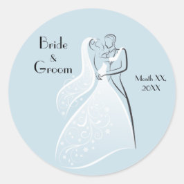 Anpassen des Blue Retro Wedding Dancers Coords Runder Aufkleber